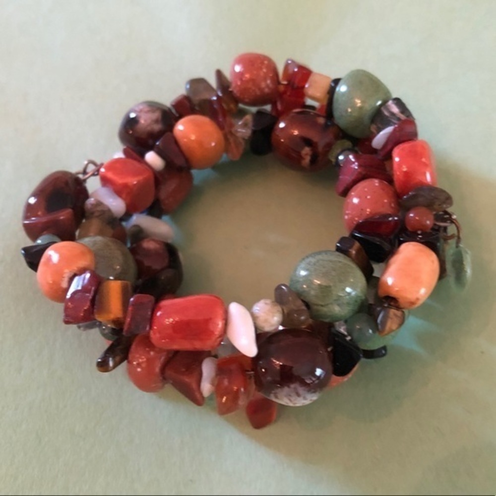 Multi Colored Stones Wrap Style Bracelet